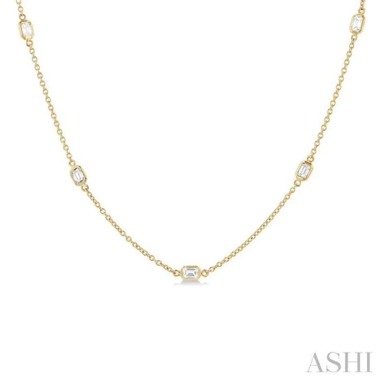 1 ctw Emerald Cut Diamond Fashion Necklace in 14K Yellow Gold