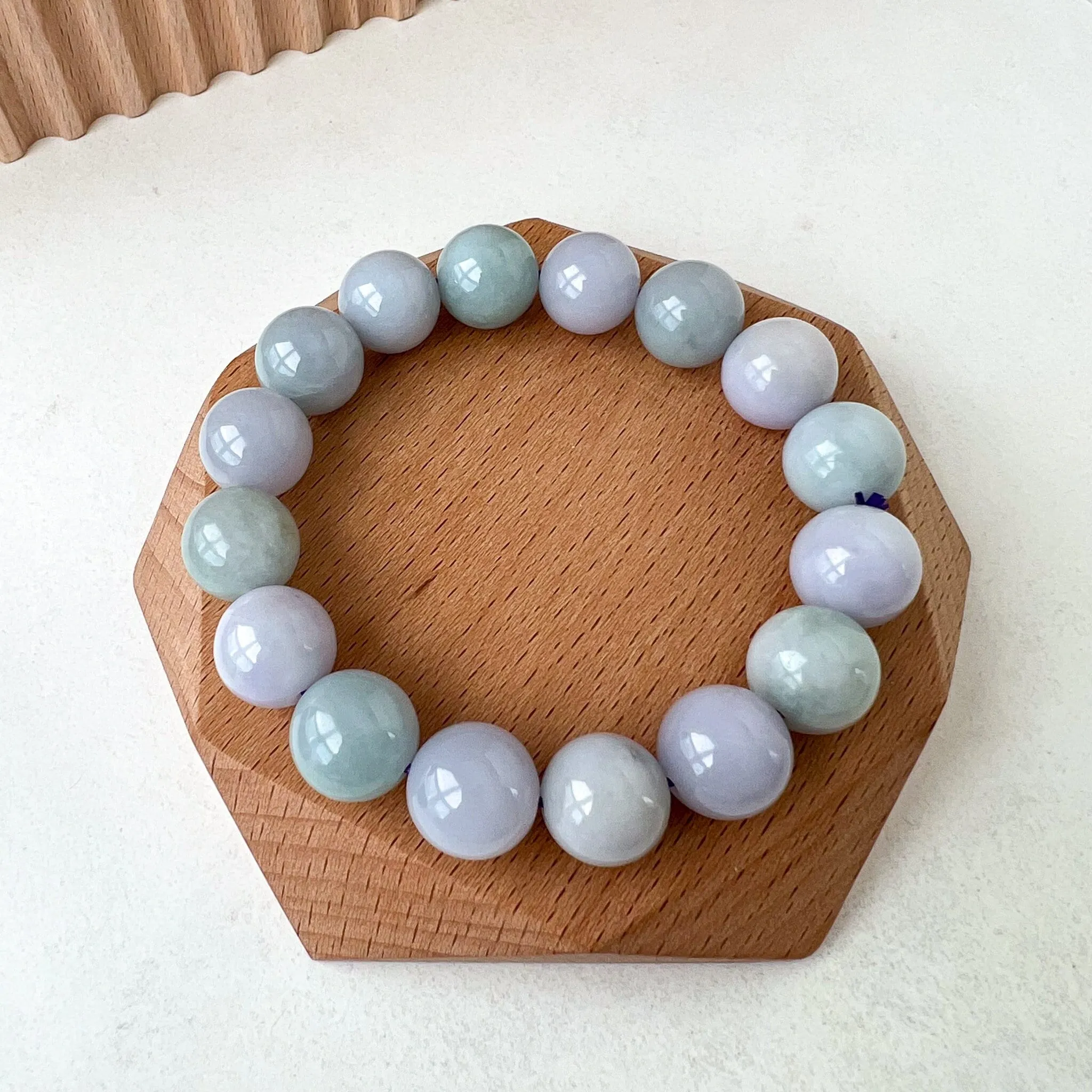 13.0 mm Jadeite Jade Lavender Purple and Green Bracelet, XNZ-0723-1700979807