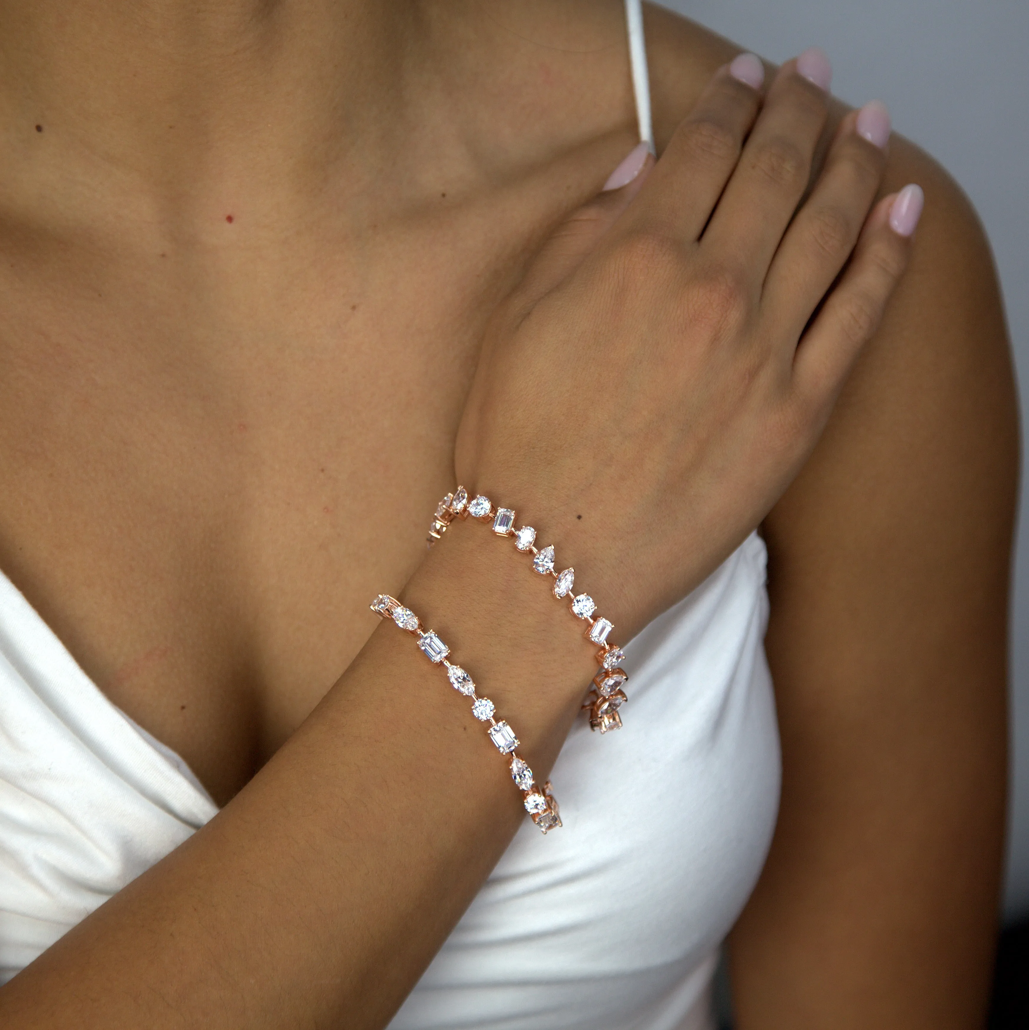 14 Carat Multi Shaped Modern Bracelet Rose Gold