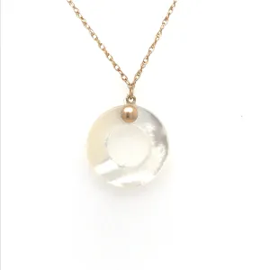 14k Mother Of Pearl Circle Necklace
