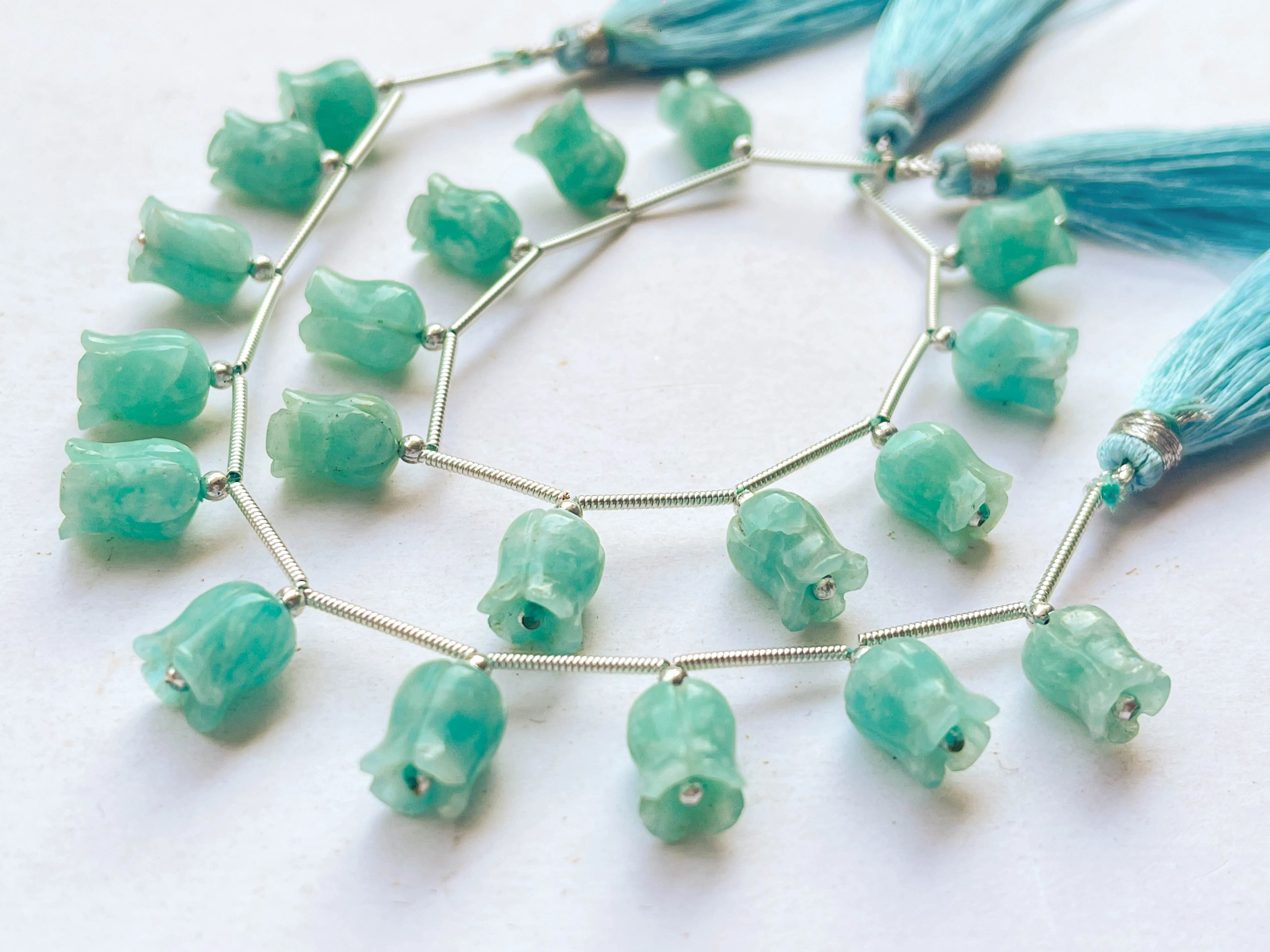 Amazonite flower carving Lily of the valley shape beads