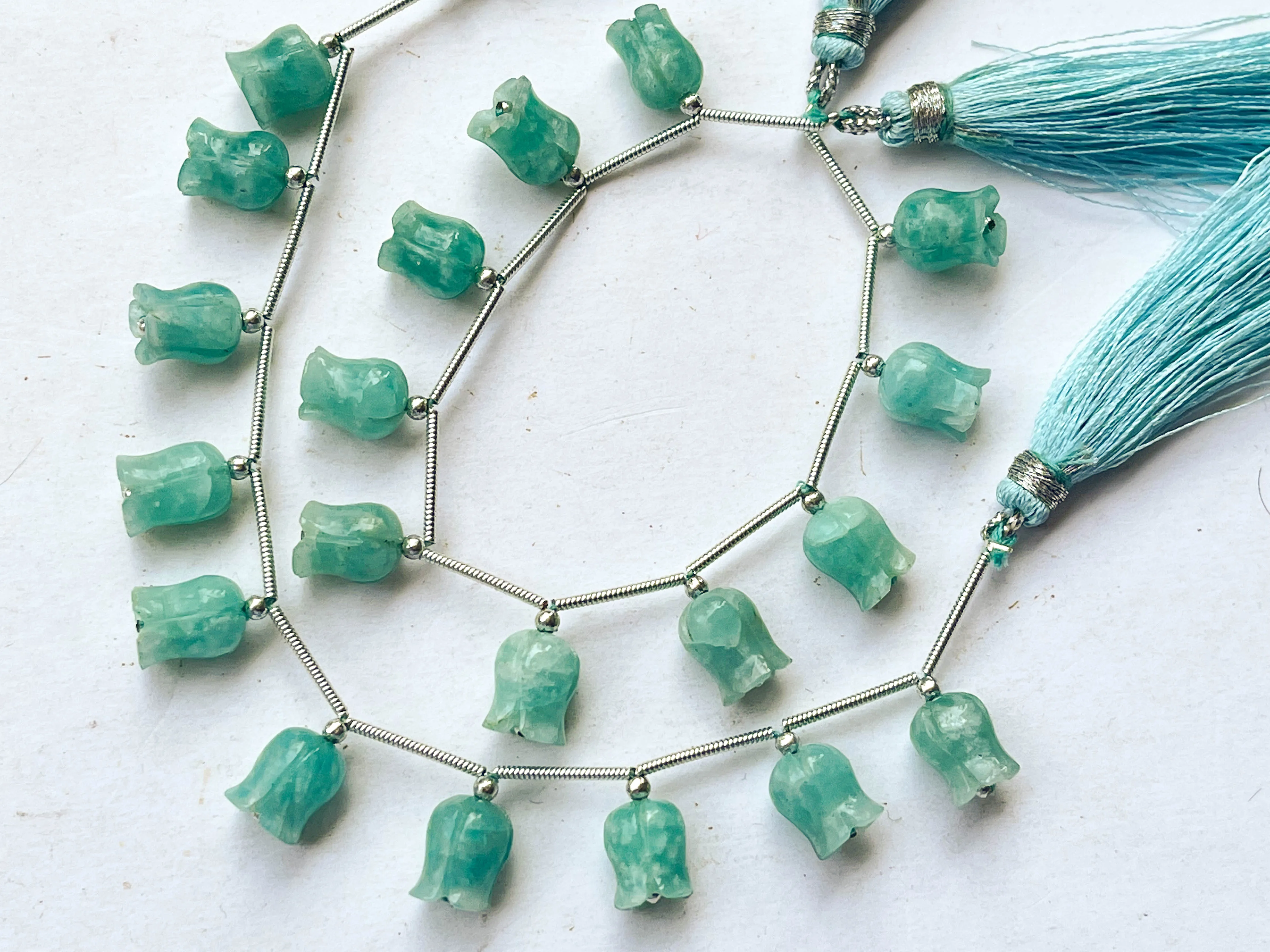 Amazonite flower carving Lily of the valley shape beads