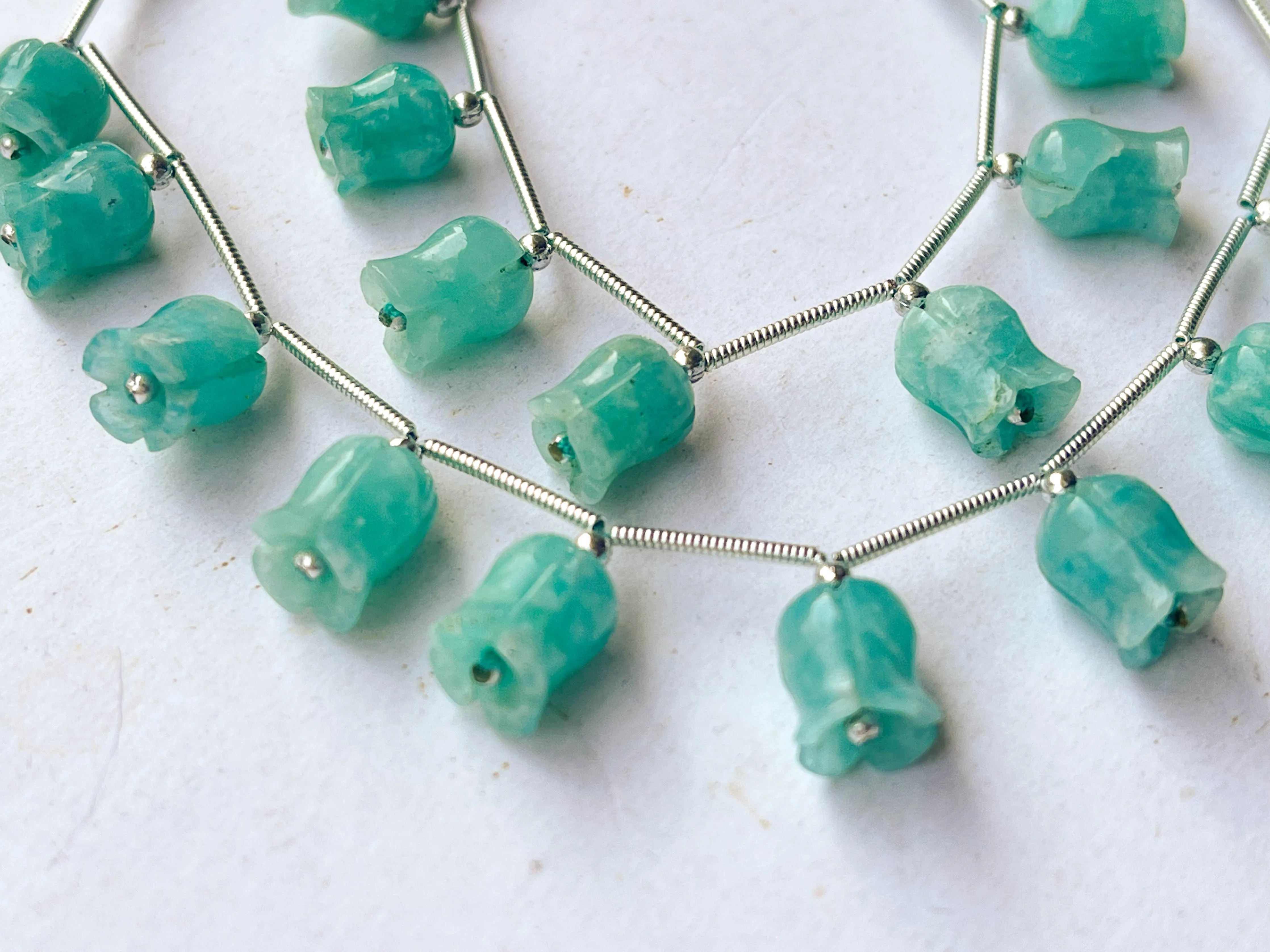 Amazonite flower carving Lily of the valley shape beads