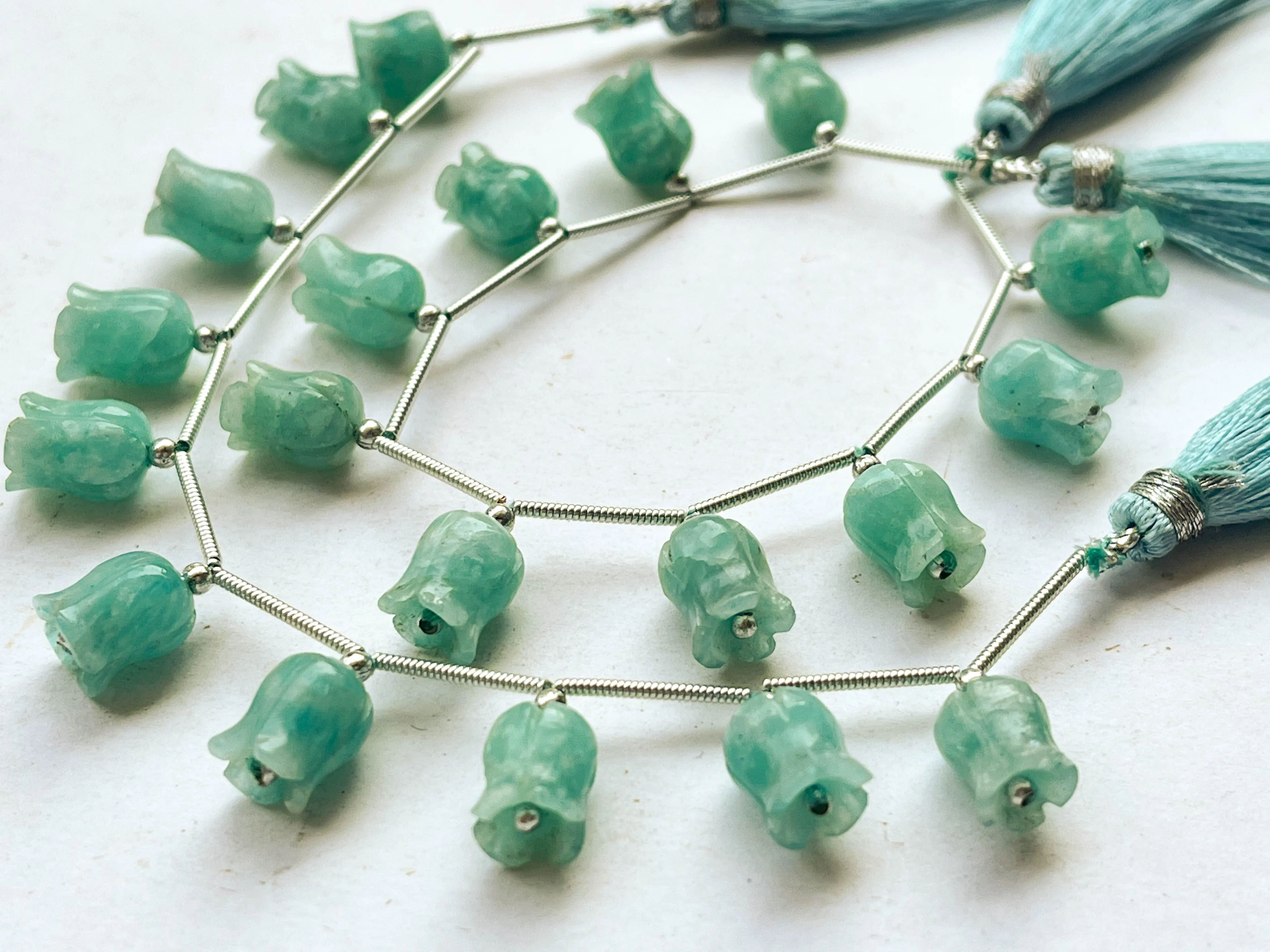 Amazonite flower carving Lily of the valley shape beads