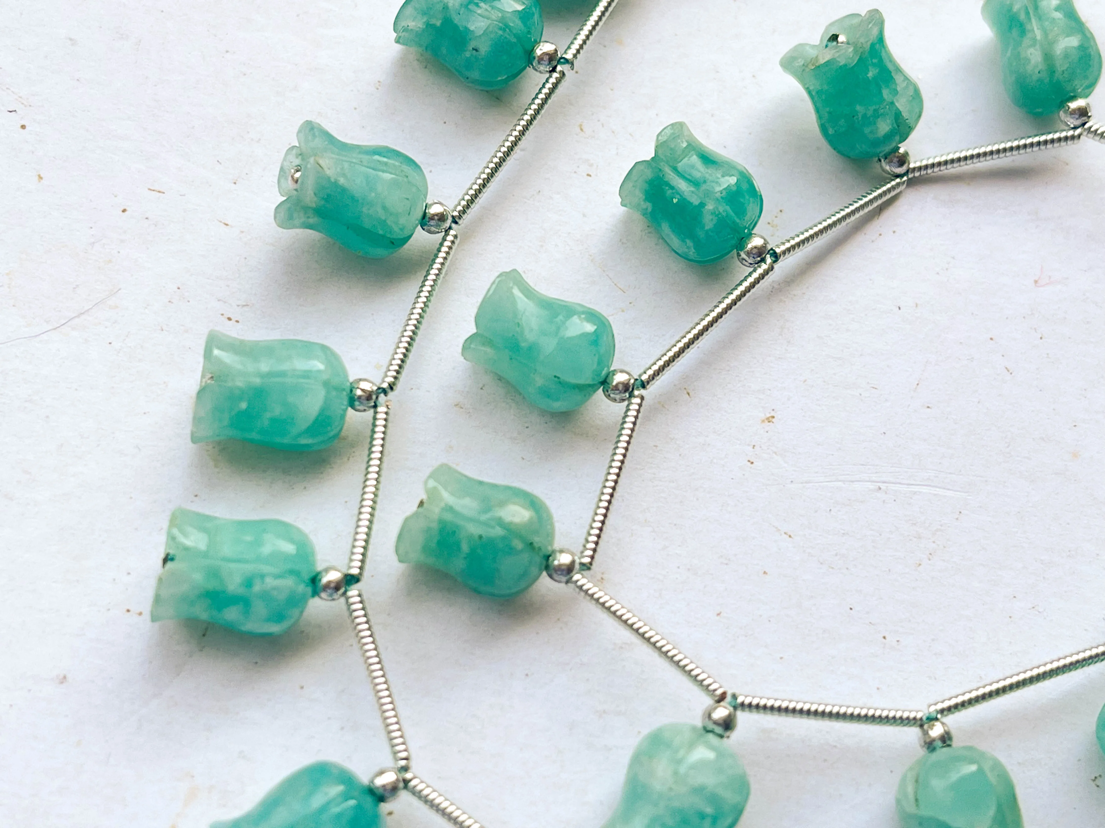 Amazonite flower carving Lily of the valley shape beads
