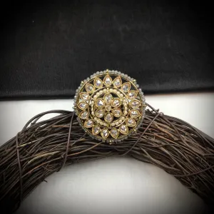 Antique Finish Cocktail Adjustable Gray Ring 10083-5486