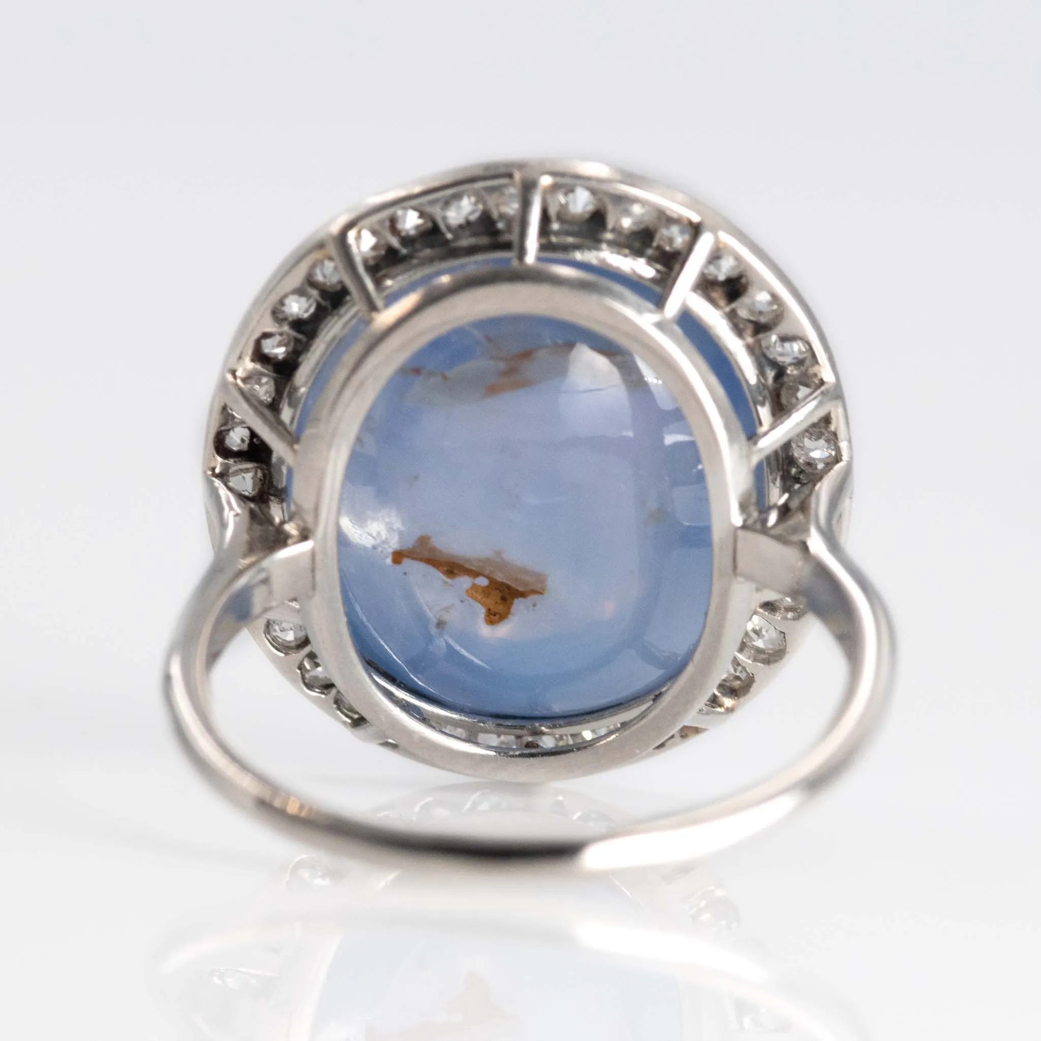 Art Deco Platinum 5 carat Star Sapphire and Diamond Ring