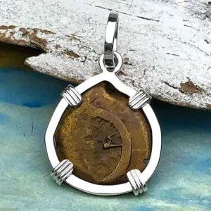 Biblical Widow's Mite in a Sterling Silver Pendant | Artifact #3239