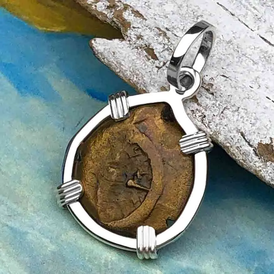 Biblical Widow's Mite in a Sterling Silver Pendant | Artifact #3239