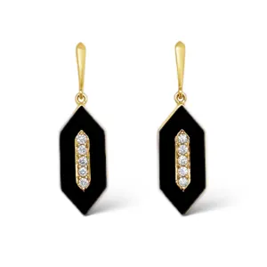 Black Onyx & Diamond Drop Earrings