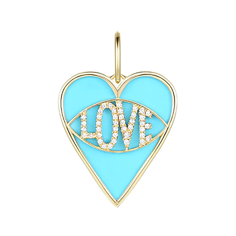 Diamond & Black Onyx Love Heart Pendant 18x20mm