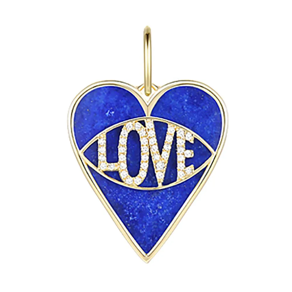 Diamond & Black Onyx Love Heart Pendant 18x20mm