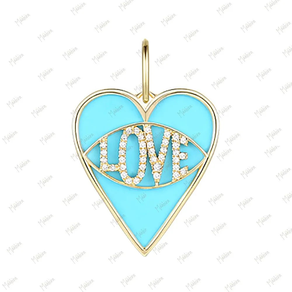 Diamond & Black Onyx Love Heart Pendant 18x20mm