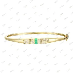 Diamond & Emerald Baguette Bangle 45x55mm inside