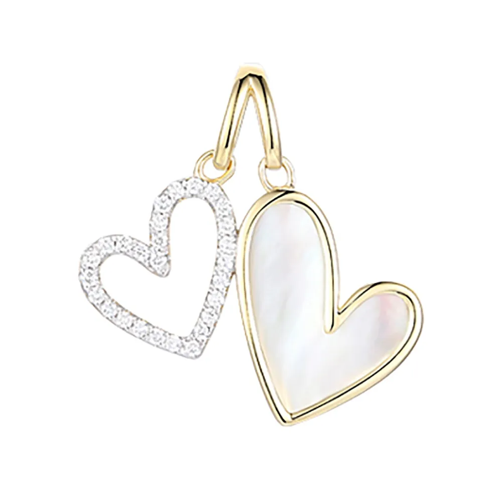 Diamond and Black Onyx Twin Heart Pendant 23x16.5mm