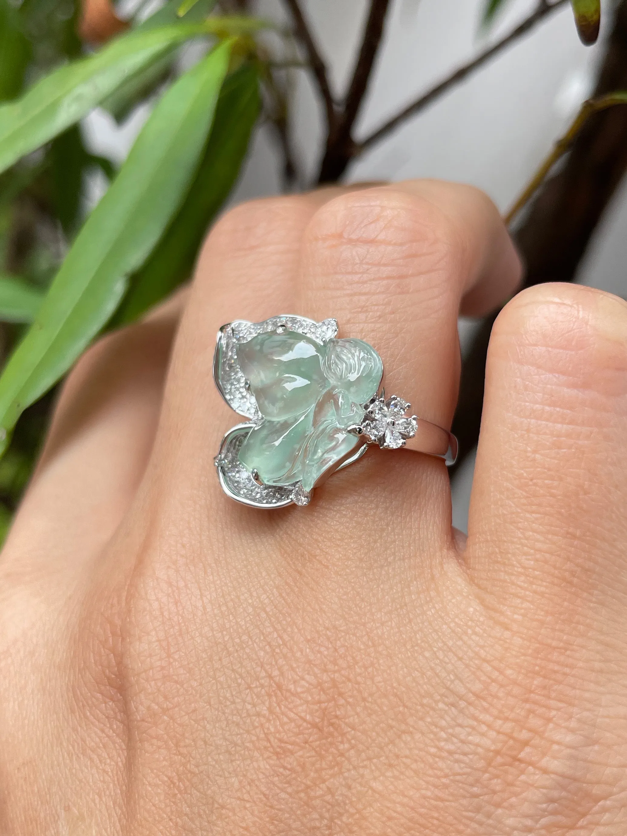 Glassy Jade Ring - Butterfly Fairy (NJR084)
