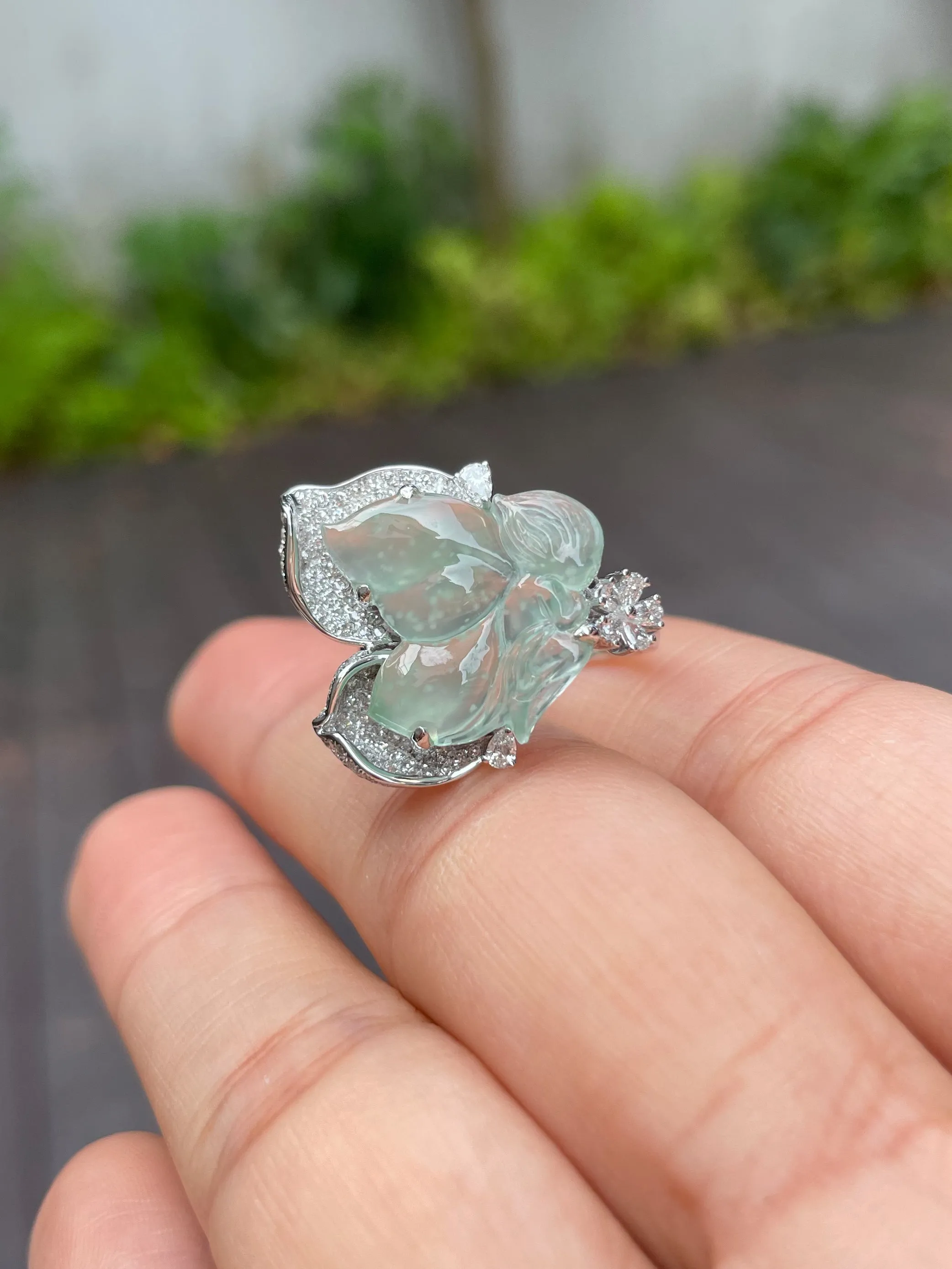Glassy Jade Ring - Butterfly Fairy (NJR084)