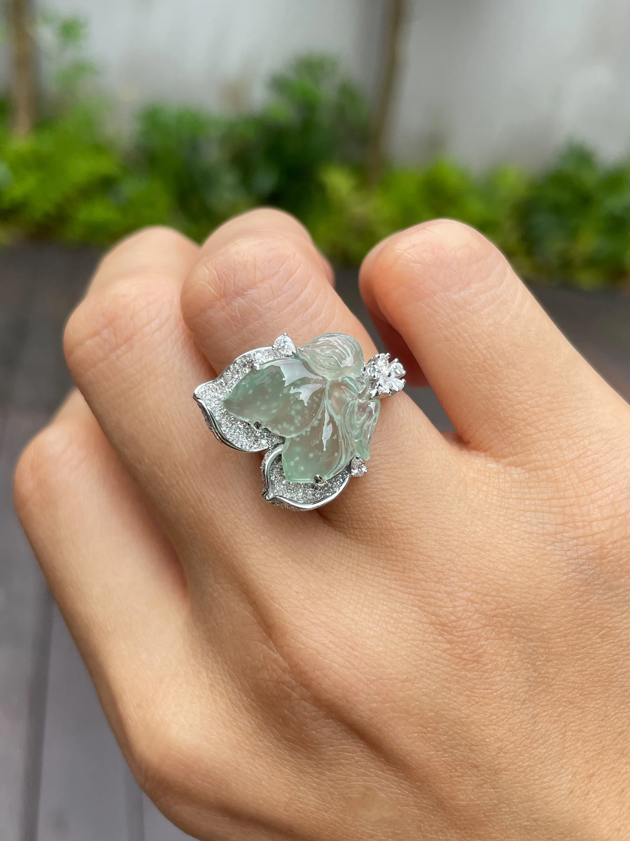 Glassy Jade Ring - Butterfly Fairy (NJR084)