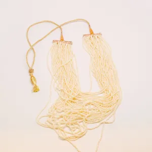 Indian multi strand natural seed pearl Necklace With Gold Wovern Cord