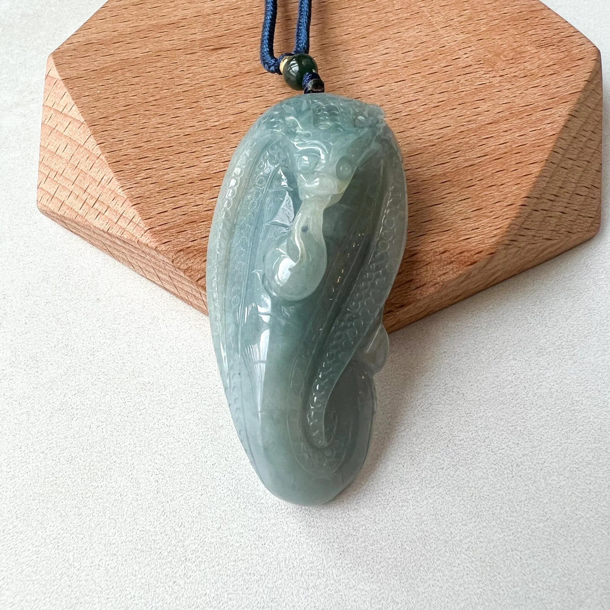 Jadeite Jade Snake Chinese Zodiac Carved Pendant Necklace, YJ-0622-0244647