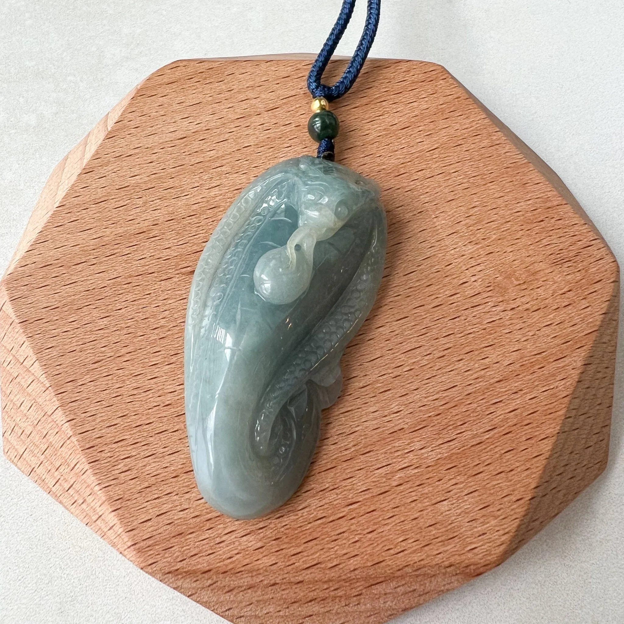Jadeite Jade Snake Chinese Zodiac Carved Pendant Necklace, YJ-0622-0244647