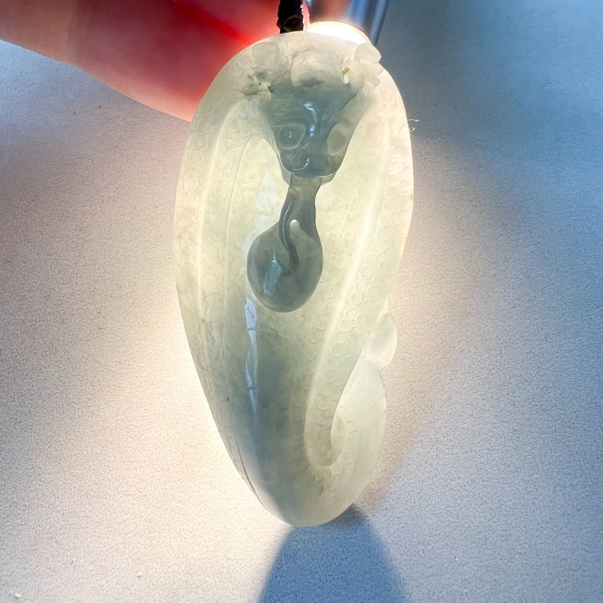 Jadeite Jade Snake Chinese Zodiac Carved Pendant Necklace, YJ-0622-0244647