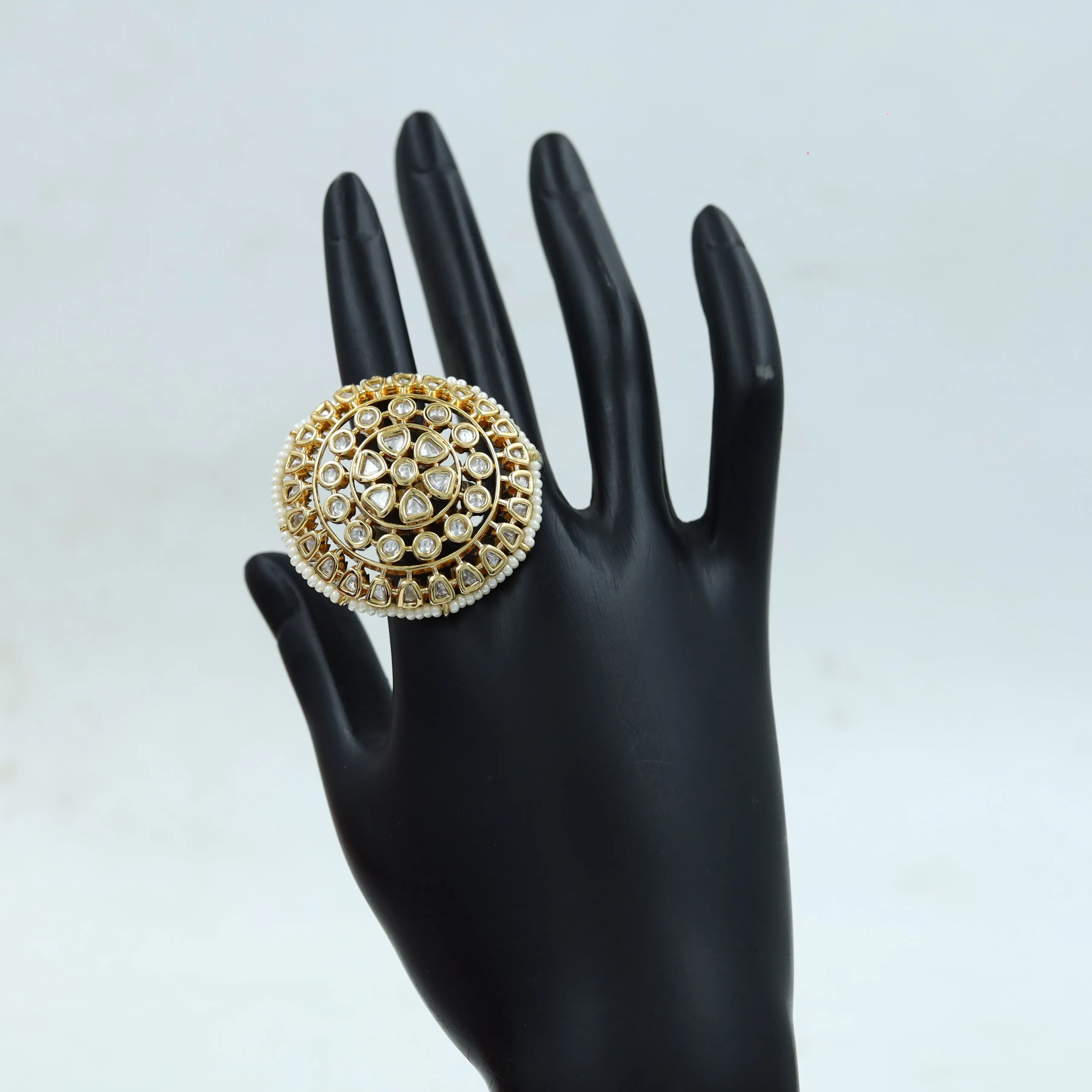 Kundan Cocktail Adjustable Gold Ring 16228-3375
