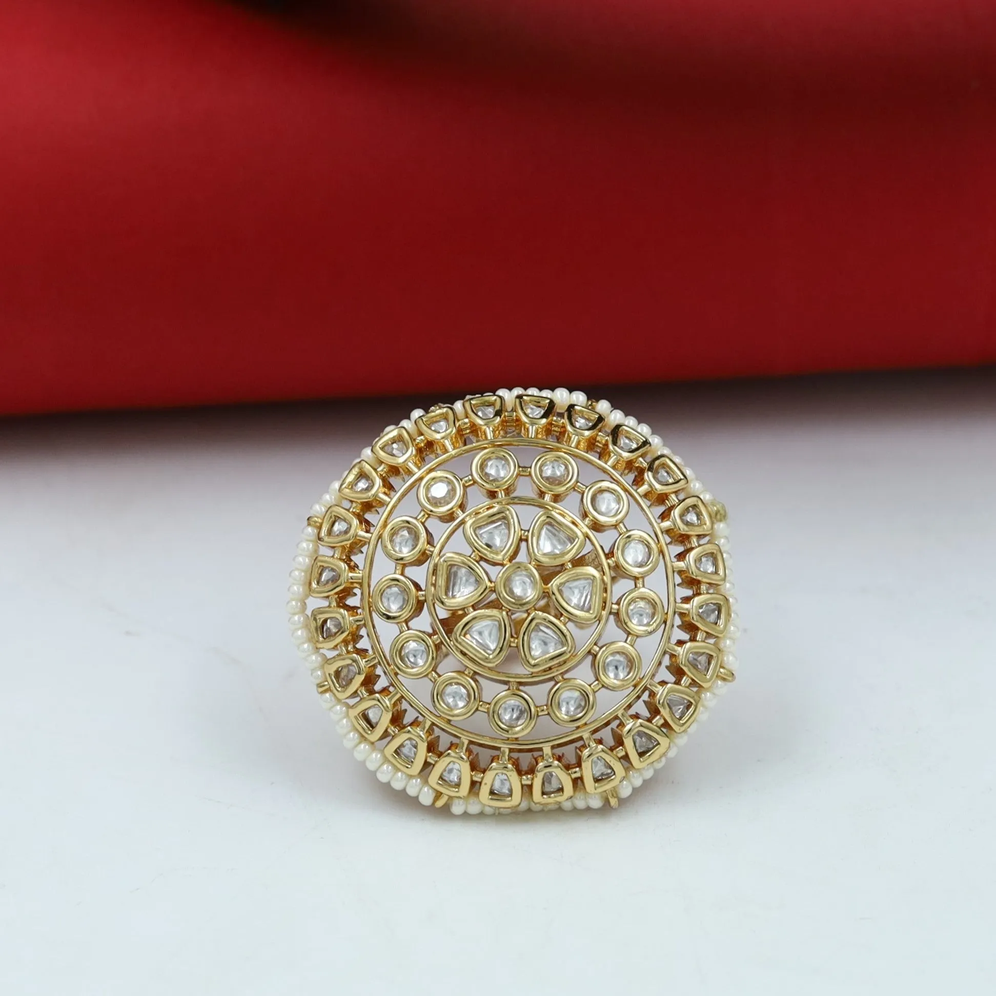Kundan Cocktail Adjustable Gold Ring 16228-3375