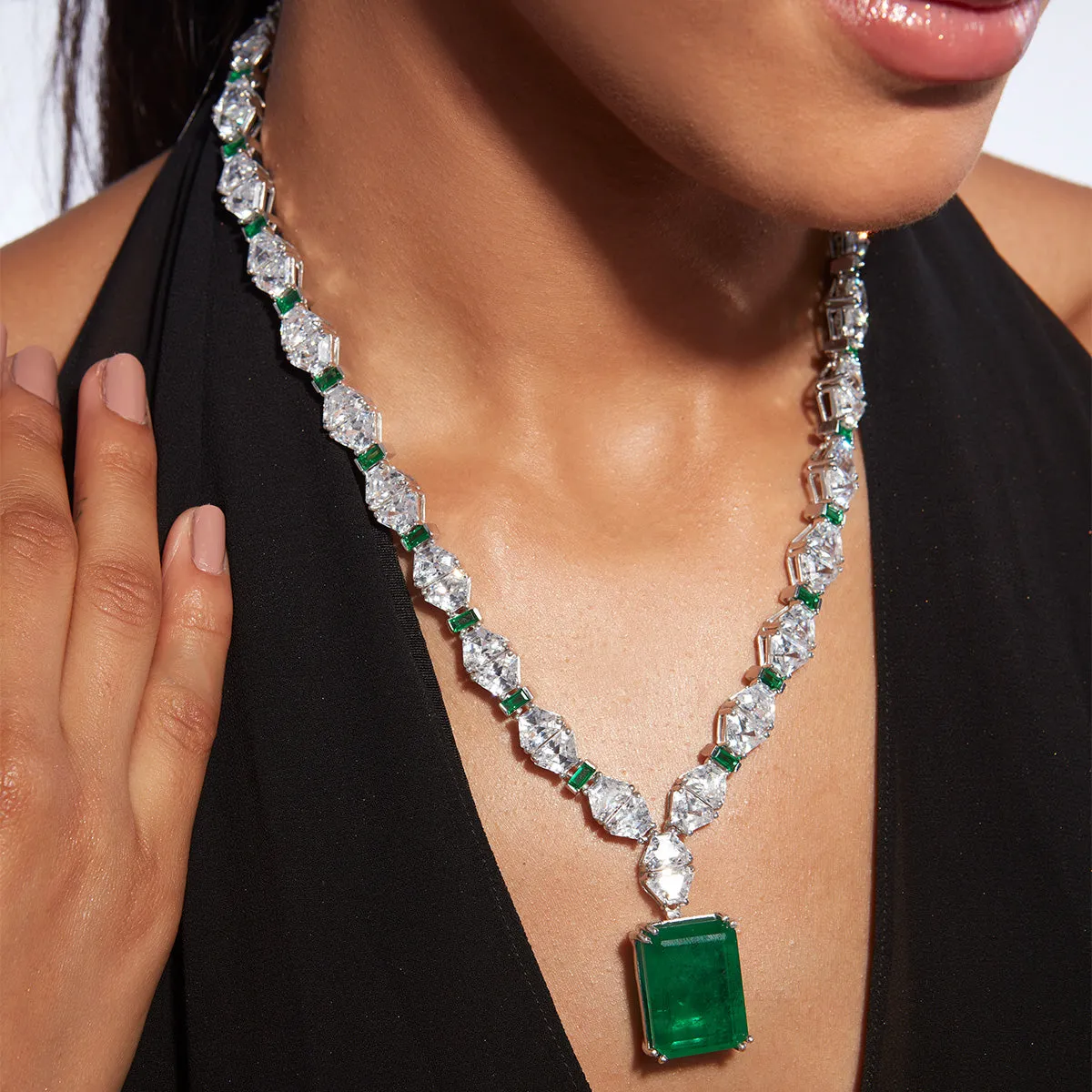 Provence 925 Silver Emerald Doublet Haar Maxi