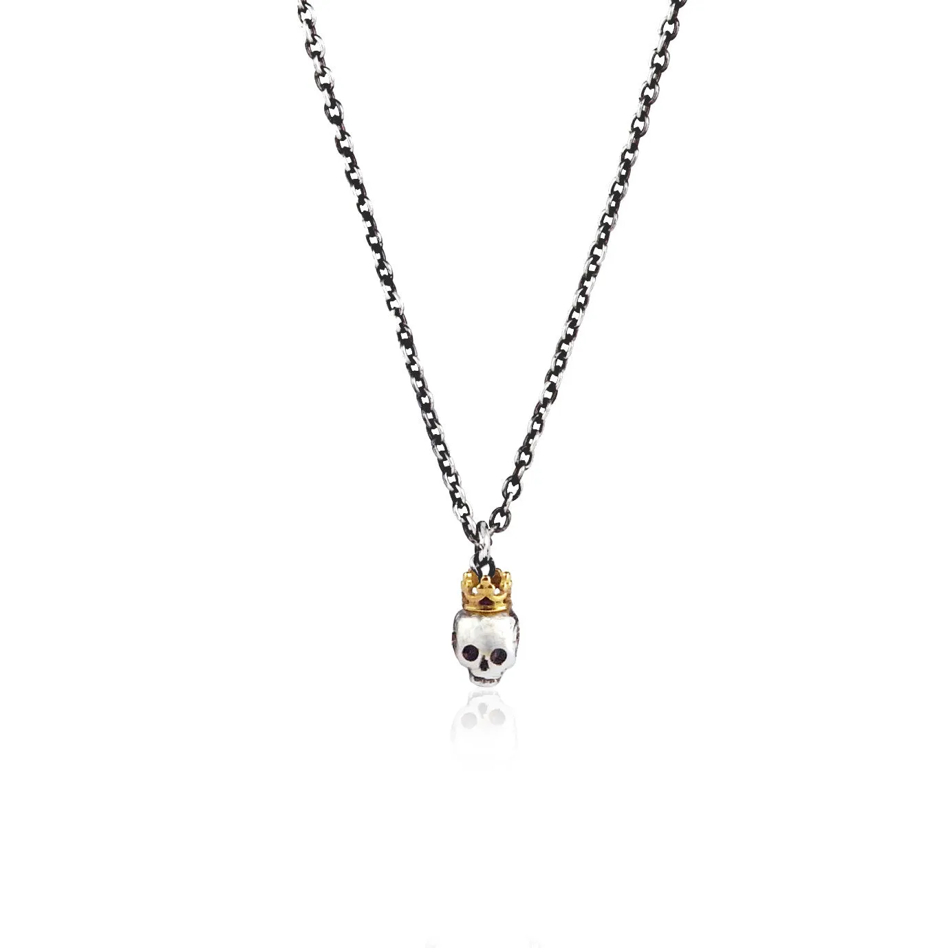 Queen Skull Pendant Silver & Gold Crown