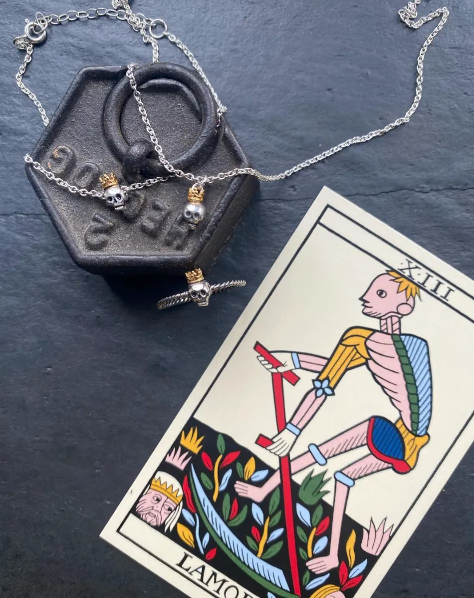 Queen Skull Pendant Silver & Gold Crown