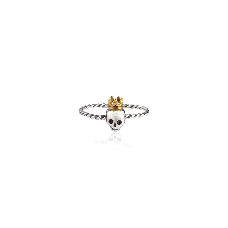 Queen Skull Ring - Silver Skull & Gold Crown