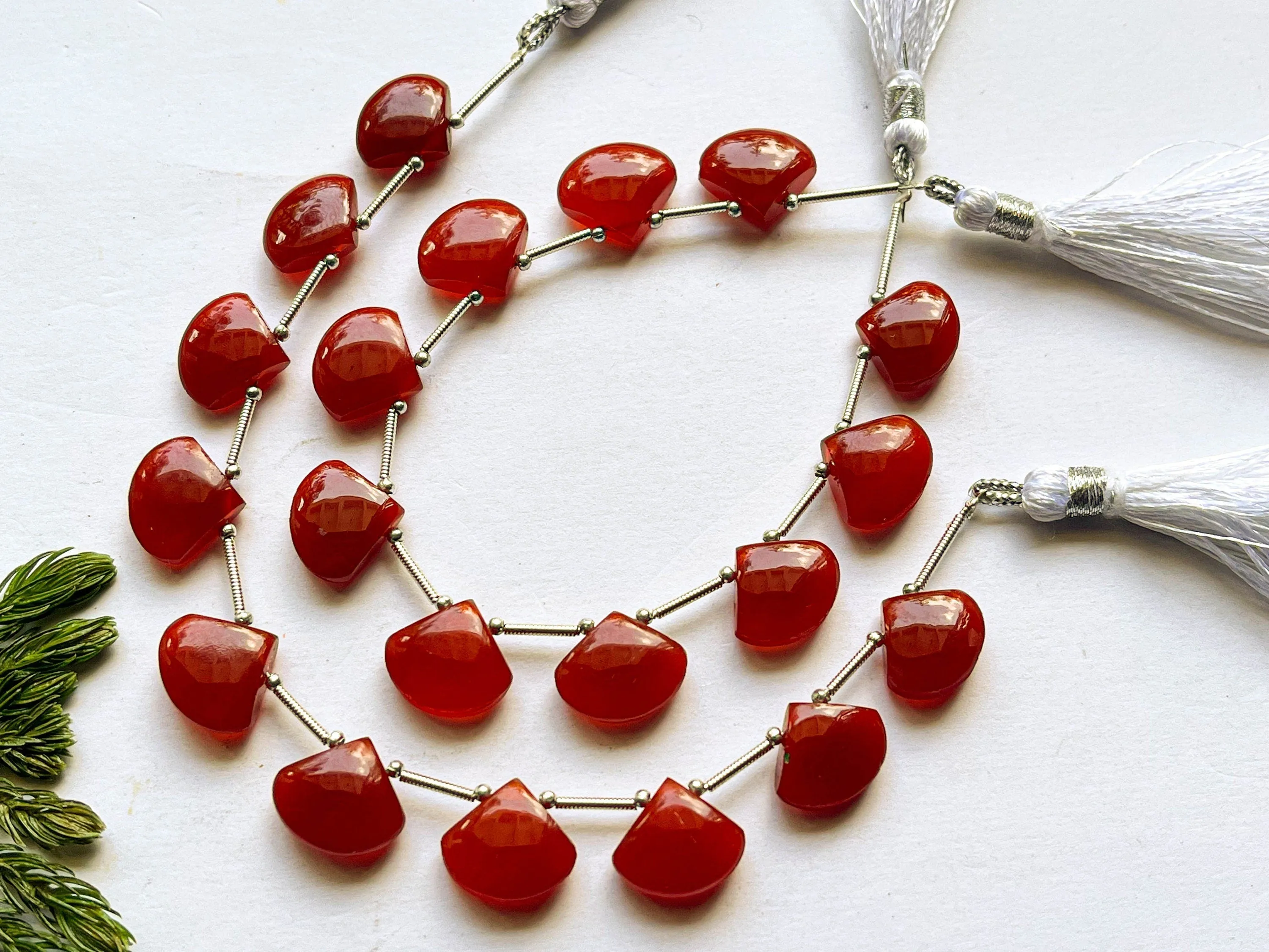 Red Onyx Fan Shape Smooth Briolette Beads