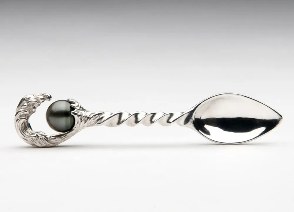 Sterling Silver Spoon with Pearl, Silver Baby Spoon