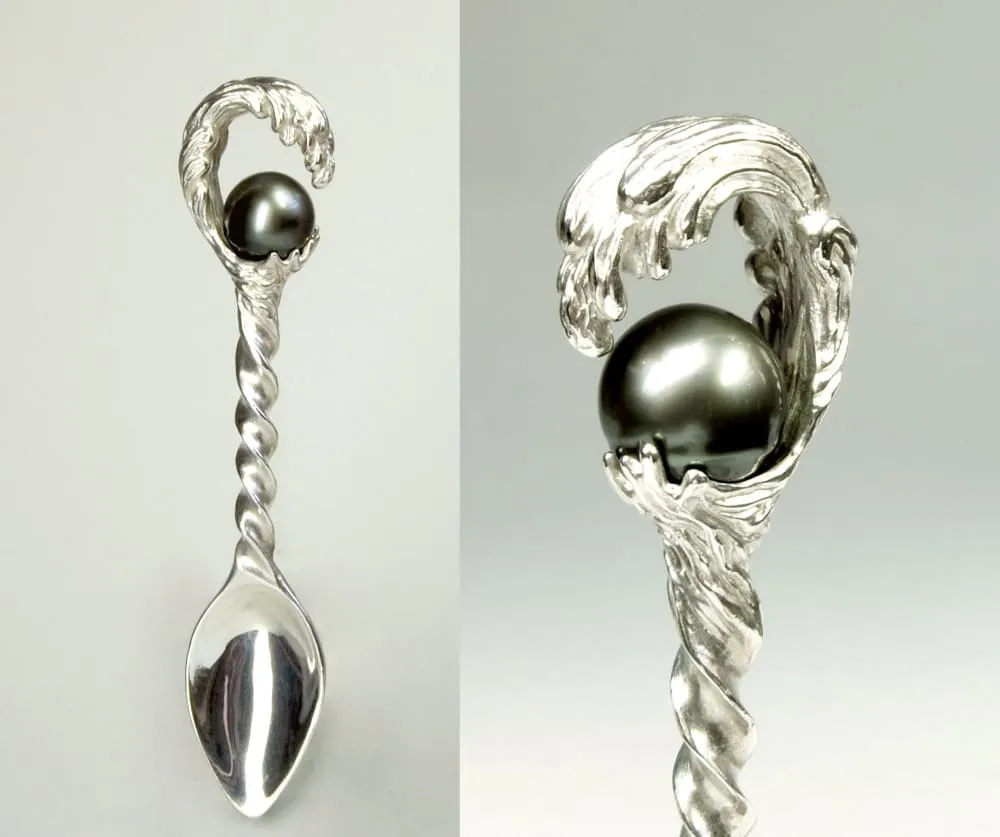Sterling Silver Spoon with Pearl, Silver Baby Spoon