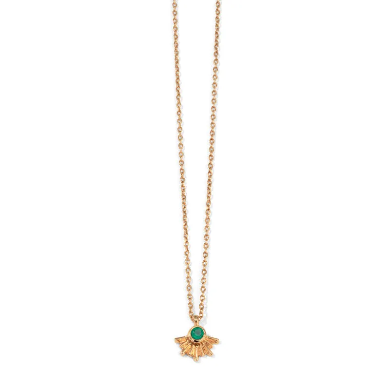 Sunray Necklace, Green Onyx, Gold