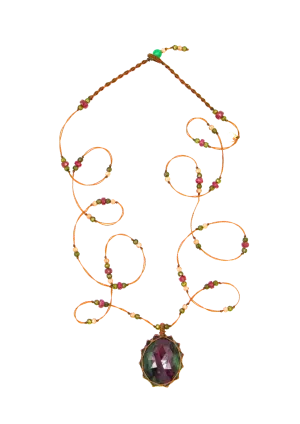 Tibetan Long Necklace - Ruby Zoisite