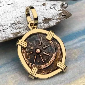 Top Grade Biblical Widow's Mite in 14K Gold Pendant | Artifact #3404