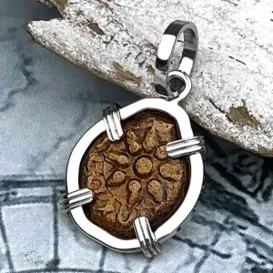 Top Grade Biblical Widow's Mite in 14K White Gold Pendant | Artifact #3337