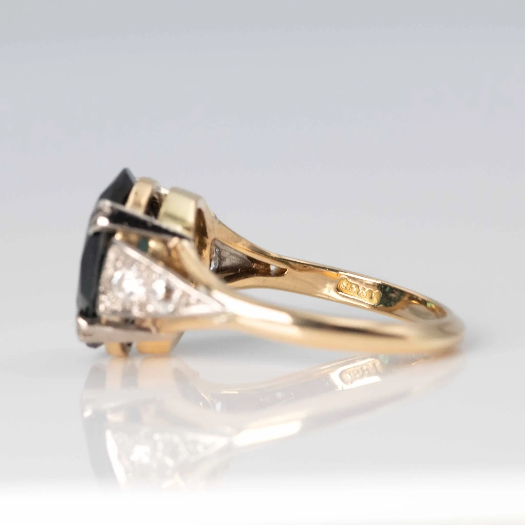 Vintage 18ct Yellow Gold 4.5 Carat Green Tourmaline and Diamond Ring
